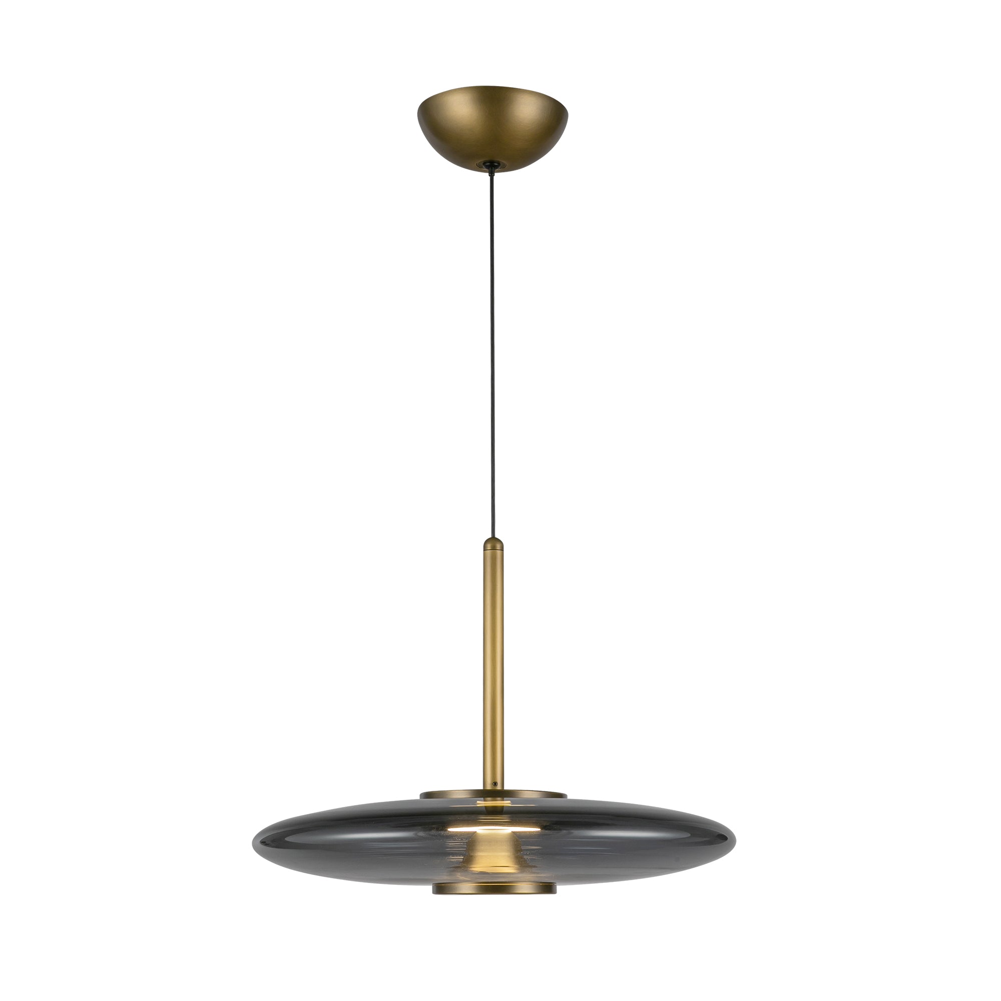 Kyoto LED Pendant in Vintage Brass/Smoked Glass Finish | Kuzco Lighting