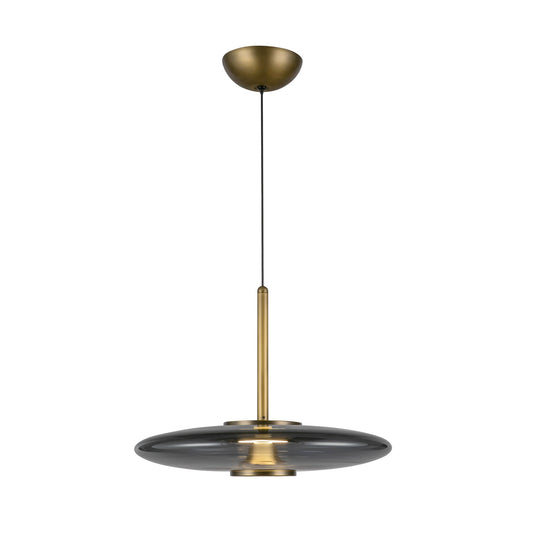 Kyoto LED Pendant in Vintage Brass/Smoked Glass Finish | Kuzco Lighting