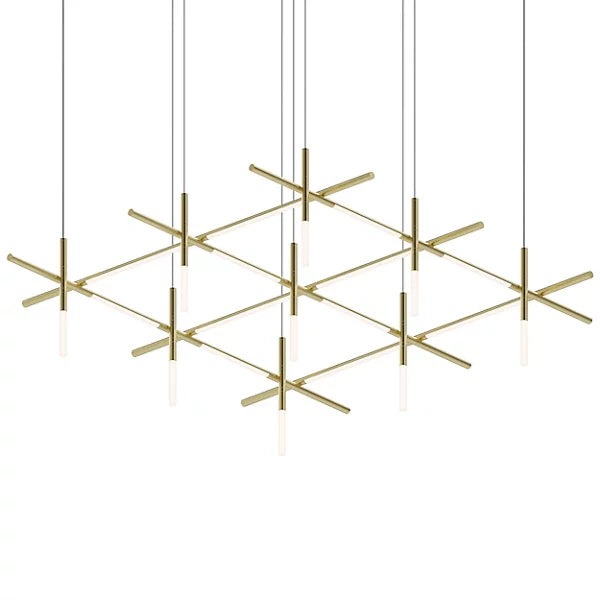 Labyrinth Square LED Chandelier - Brass