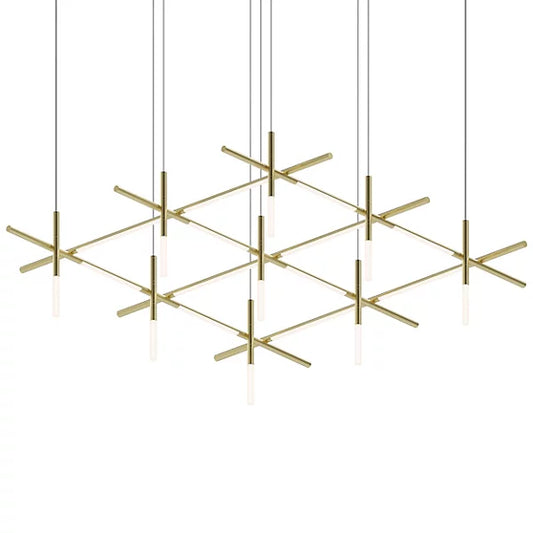 Labyrinth Square LED Chandelier - Brass