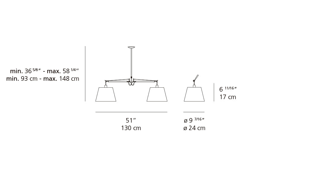 Tolomeo 10 inch Double Shade Suspension