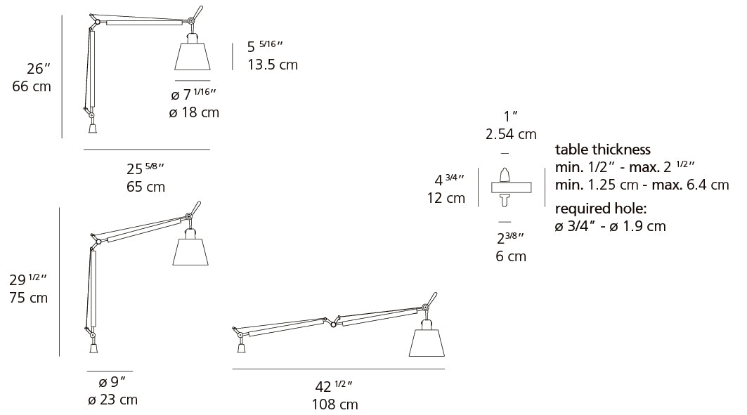 Tolomeo Shade Desk Lamp with In Set Pivot
