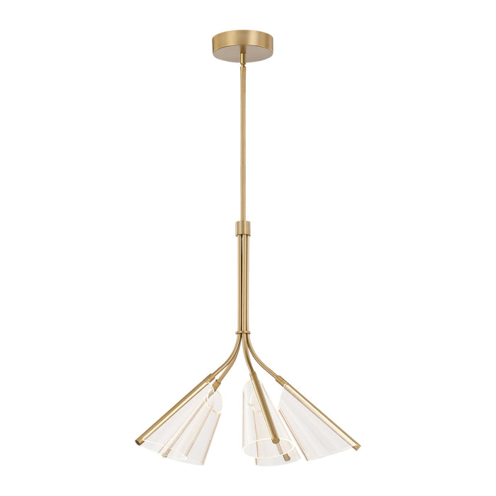 Mulberry LED Chandelier in Brushed Gold/Light Guide Finish | Kuzco Lighting