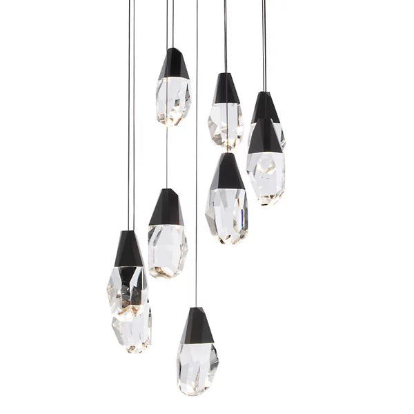 Martini LED Multi-Light Pendant Black 9 Light