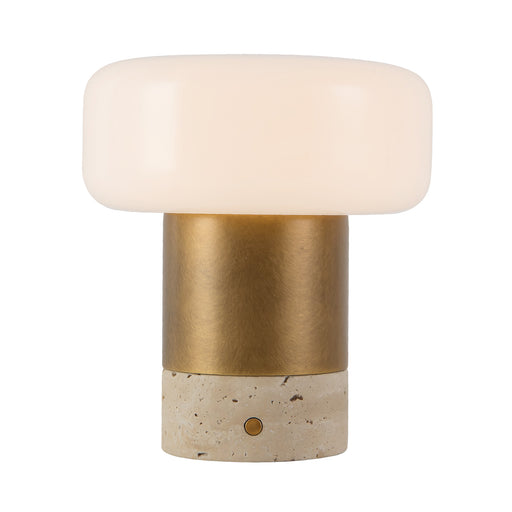 Niko 7-in Vintage Brass Dimmable LED Table Lamp with Opal Matte Glass