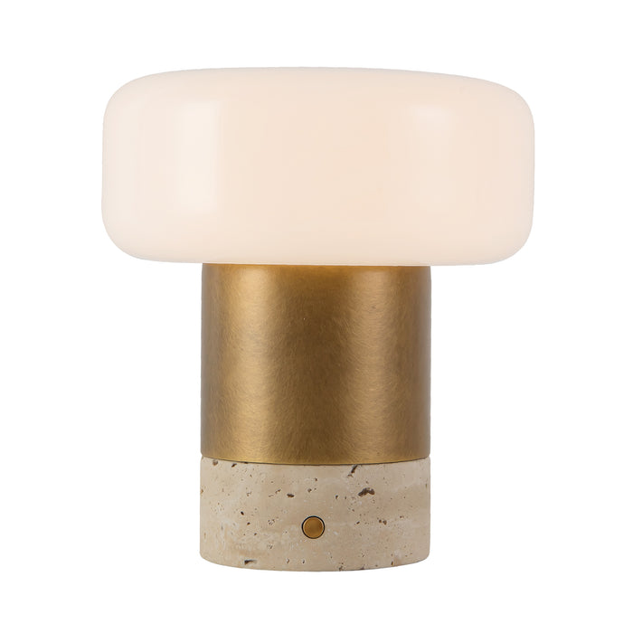 Niko 7-in Vintage Brass Dimmable LED Table Lamp with Opal Matte Glass