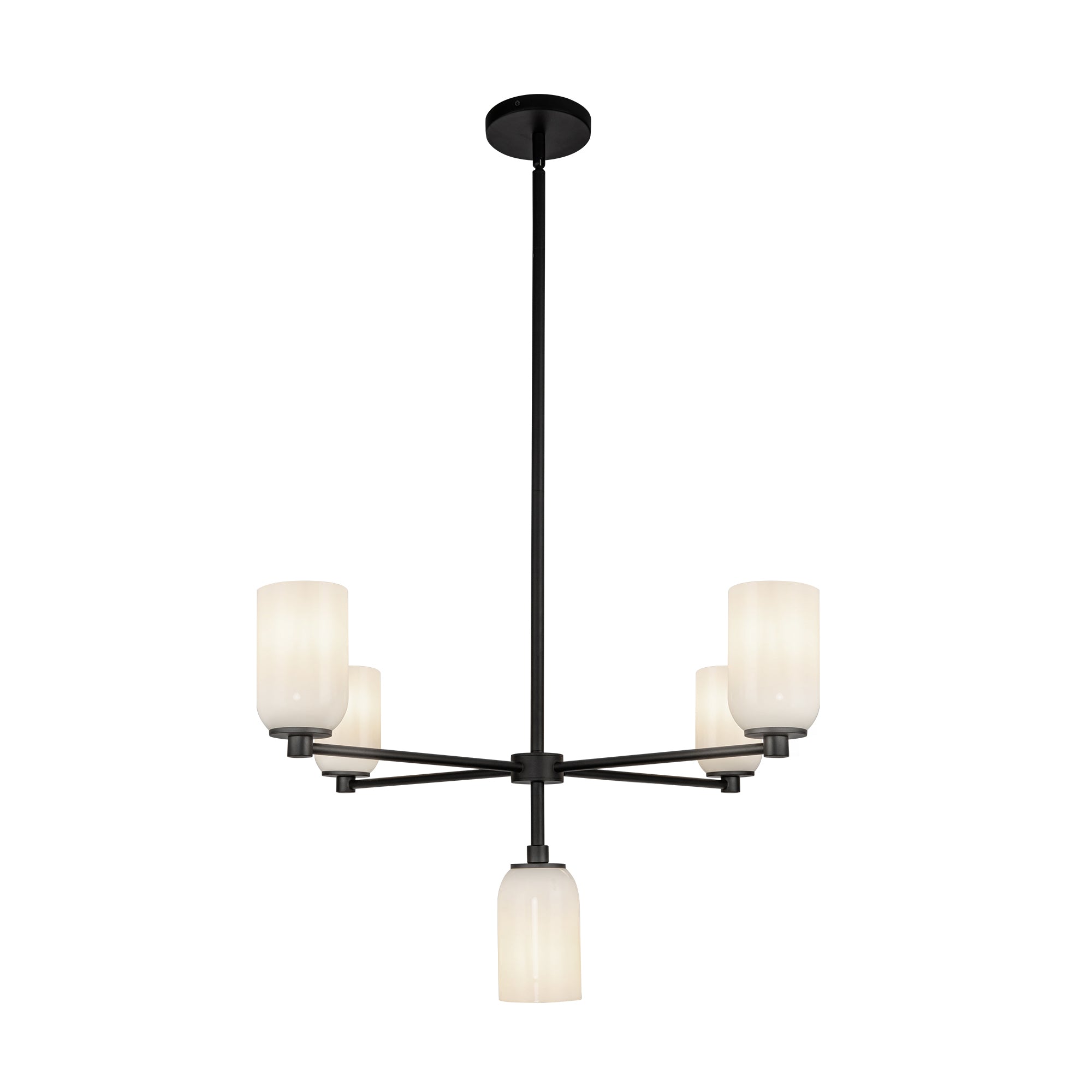 Nola Chandelier in Black/Glossy Opal Glass Finish | Kuzco Lighting