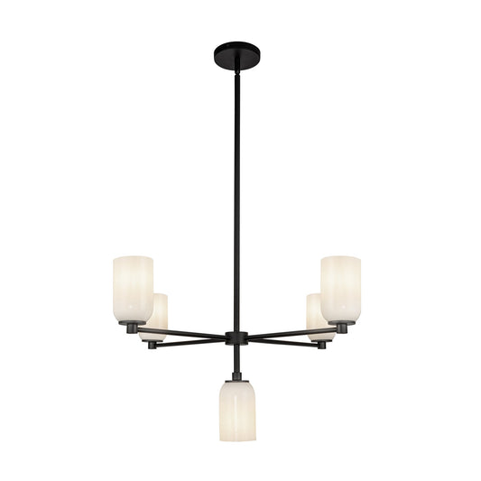 Nola Chandelier in Black/Glossy Opal Glass Finish | Kuzco Lighting