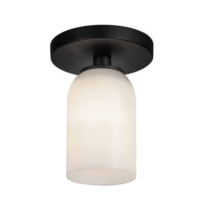 Nola Semi-Flush  in Black/Glossy Opal Glass Finish | Kuzco Lighting