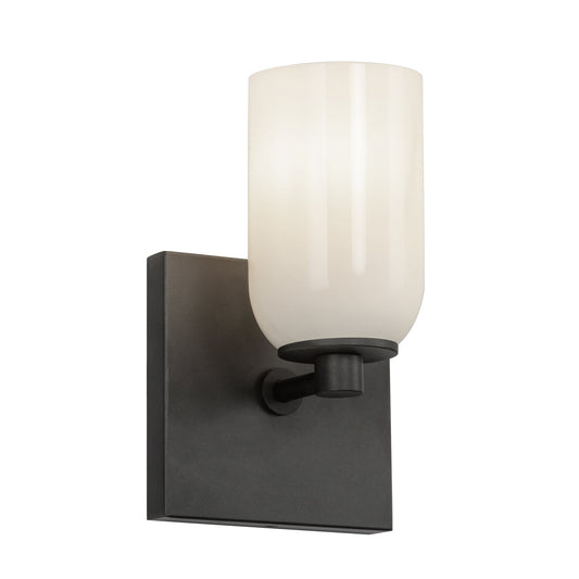 Nola Wall Sconce in Black/Glossy Opal Glass Finish | Kuzco Lighting