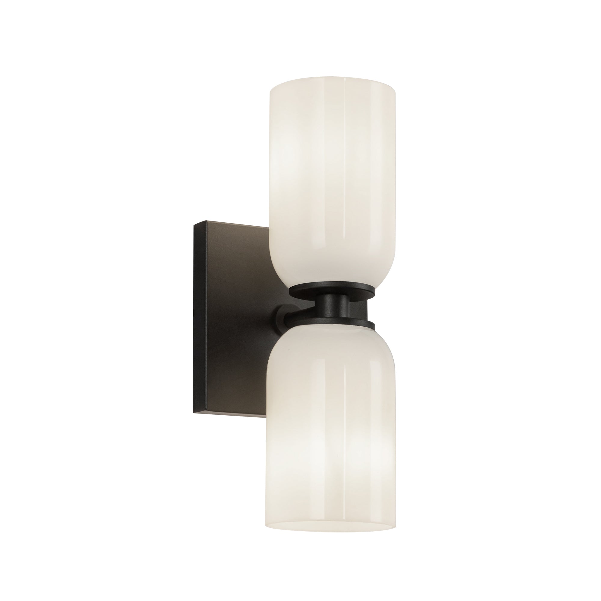 Nola Wall Sconce in Black/Glossy Opal Glass Finish | Kuzco Lighting