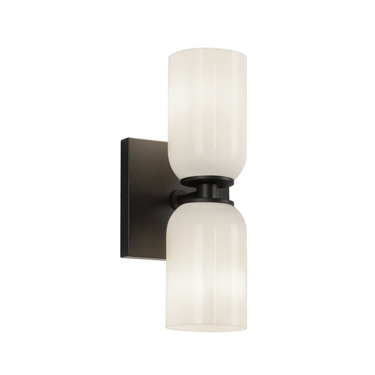 Nola Wall Sconce in Black/Glossy Opal Glass Finish | Kuzco Lighting