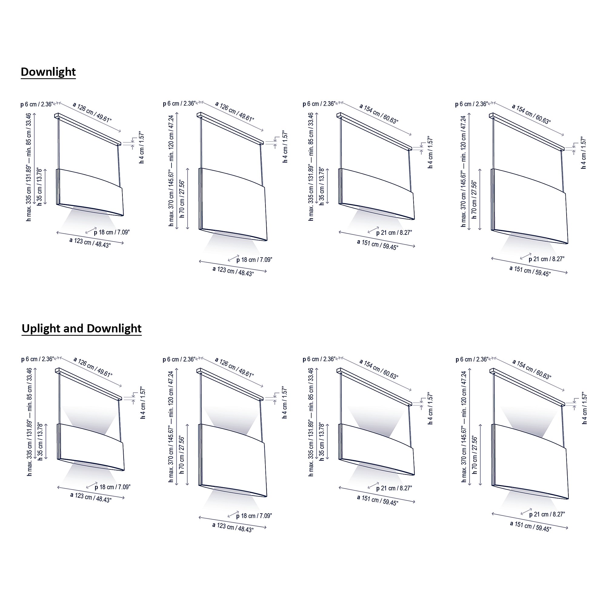 Noren LED Horizontal Rectangular Pendant diagram