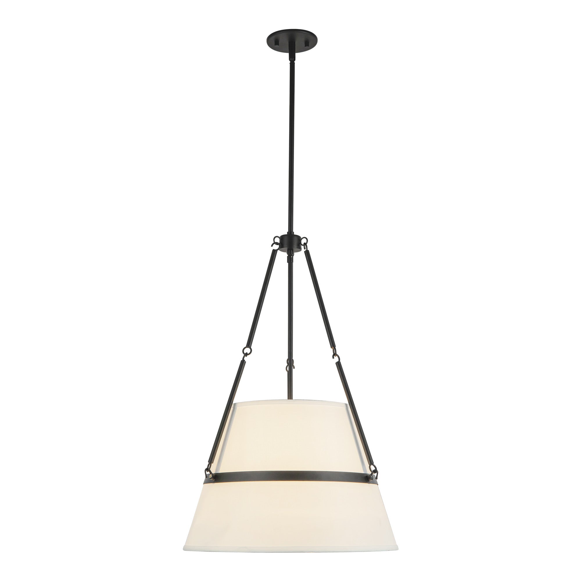 Oliver 18-in Matte Black/White Linen 1 Light Pendant by Alora Lighting | PD546719MBWL | Alora Lighting