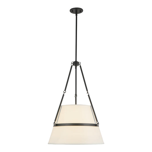 Oliver 18-in Matte Black/White Linen 1 Light Pendant by Alora Lighting | PD546719MBWL | Alora Lighting