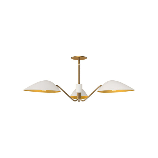 Oscar 36-in Aged Gold/White 3 Lights Pendant by Alora Lighting | PD550336WHAG | Alora Lighting