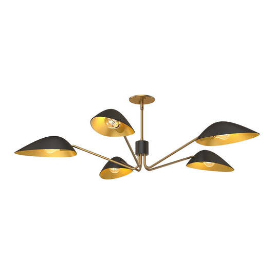 Oscar 46-in Aged Gold/Matte Black 5 Lights Pendant by Alora Lighting | PD550545MBAG | Alora Lighting