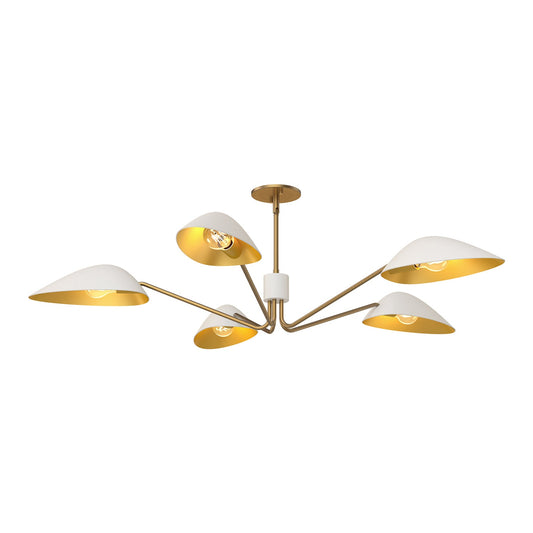 Oscar 46-in Aged Gold/White 5 Lights Pendant by Alora Lighting | PD550545WHAG | Alora Lighting