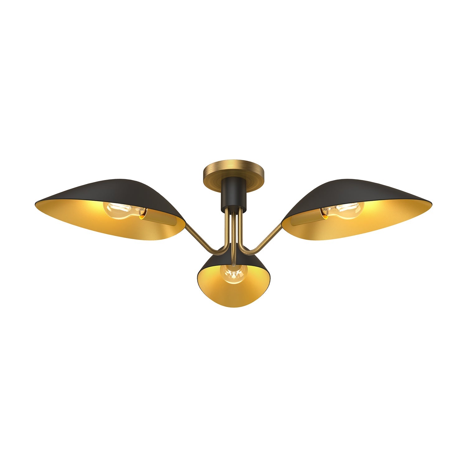 Oscar 32-in Aged Gold/Matte Black 3 Lights Semi Flush Mount by Alora Lighting | SF550332MBAG | Alora Lighting