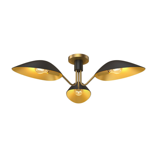 Oscar 32-in Aged Gold/Matte Black 3 Lights Semi Flush Mount by Alora Lighting | SF550332MBAG | Alora Lighting