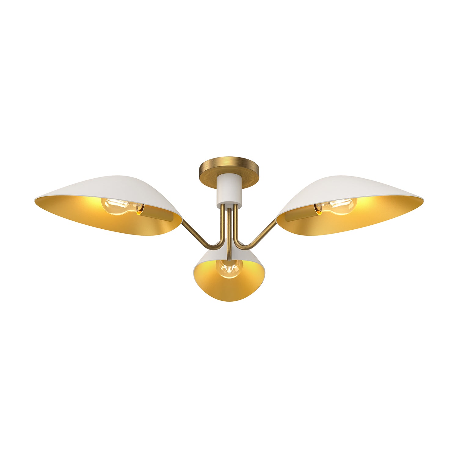 Oscar 32-in Aged Gold/White 3 Lights Semi Flush Mount by Alora Lighting | SF550332WHAG | Alora Lighting