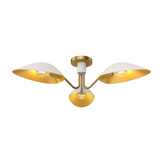 Oscar 32-in Aged Gold/White 3 Lights Semi Flush Mount by Alora Lighting | SF550332WHAG | Alora Lighting