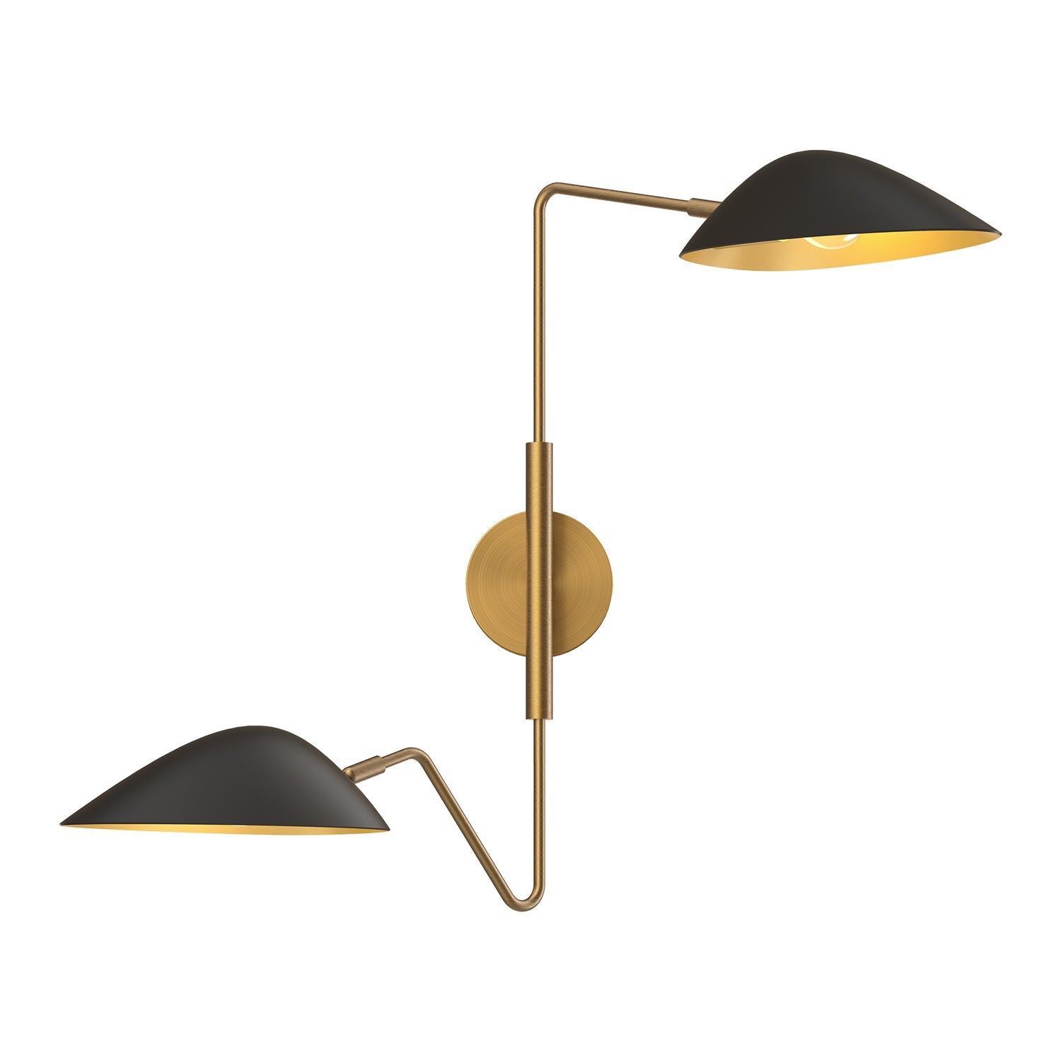 Oscar 6-in Aged Gold/Matte Black 2 Lights Wall/Vanity by Alora Lighting | WV550224MBAG | Alora Lighting