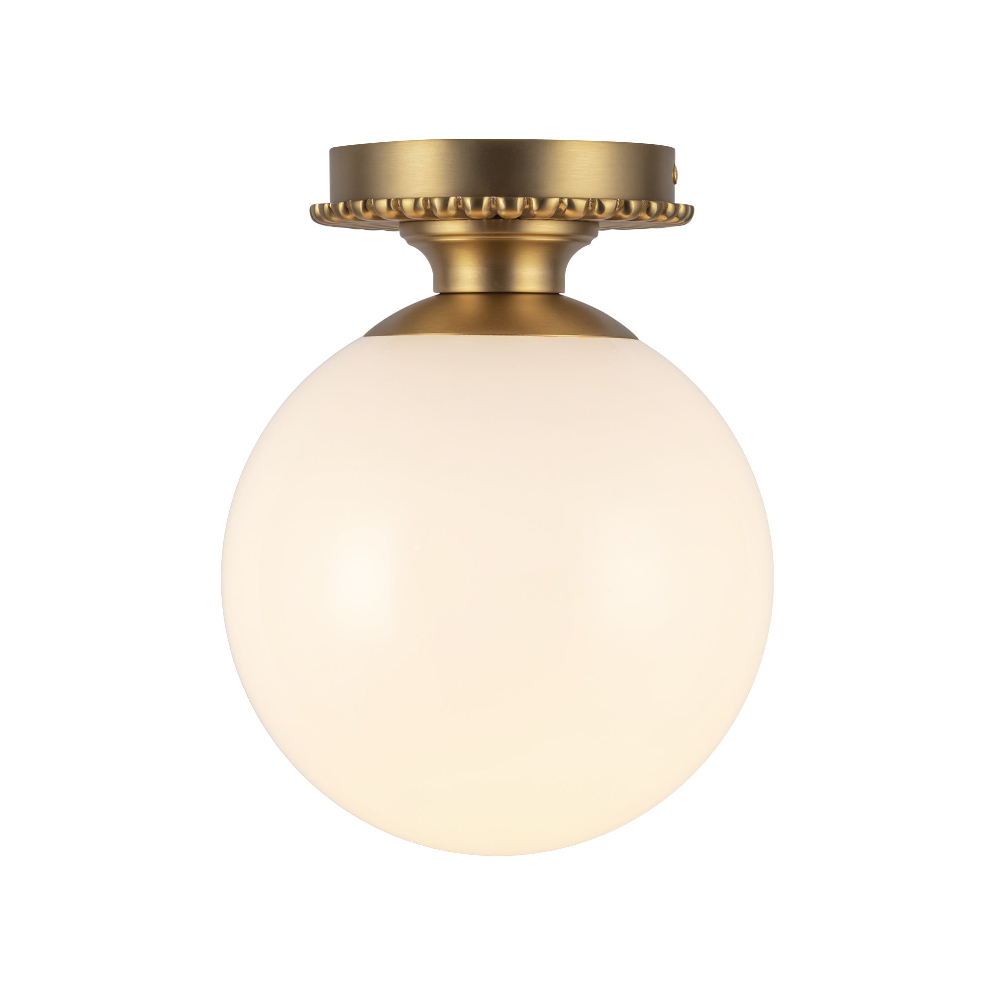 Otis 8-in Brushed Gold/Glossy Opal Glass Socket Semi-Flush Mount by Alora Lighting | SF430108BGGO | Alora Lighting