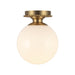 Otis 8-in Brushed Gold/Glossy Opal Glass Socket Semi-Flush Mount by Alora Lighting | SF430108BGGO | Alora Lighting