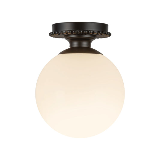 Otis 8-in Matte Black/Glossy Opal Glass Socket Semi-Flush Mount by Alora Lighting | SF430108MBGO | Alora Lighting
