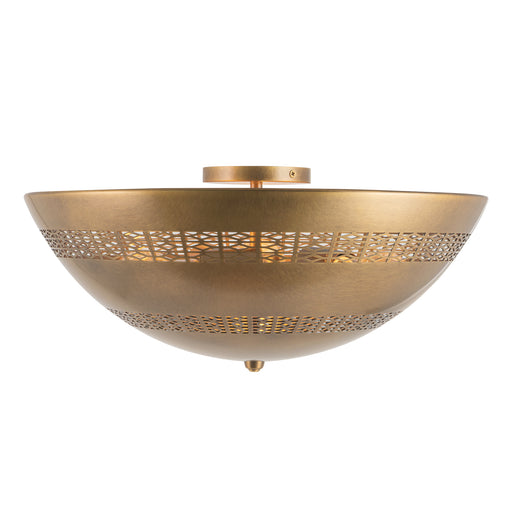 Overland 18-in Vintage Brass Flush Mount