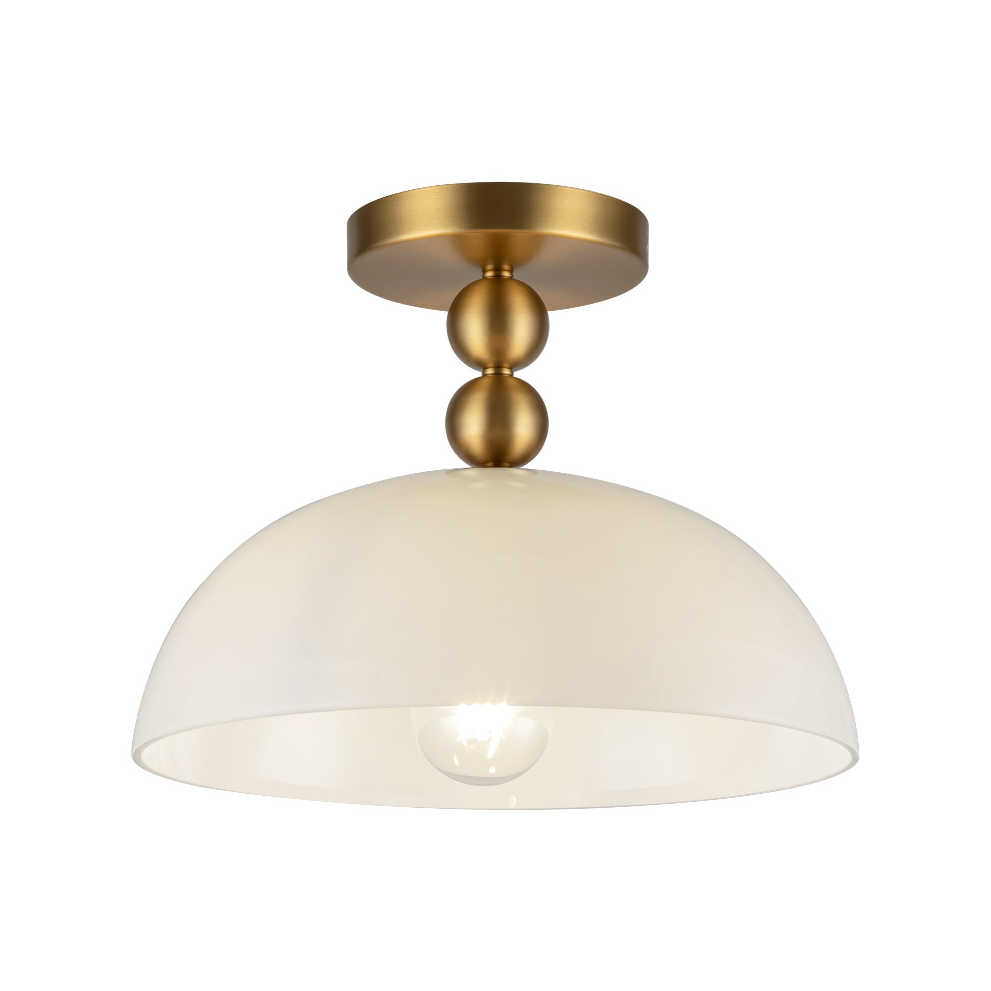 Paisley 12-in Brushed Gold/Glossy Opal Glass Socket Semi-Flush Mount by Alora Lighting | SF459012BGGO | Alora Lighting