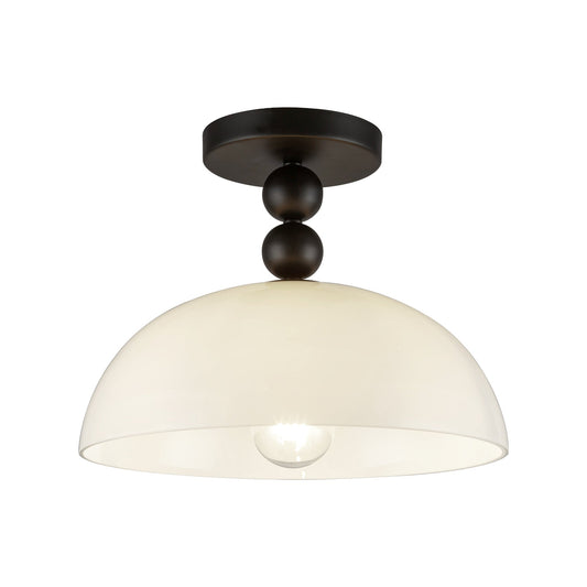 Paisley 12-in Matte Black/Glossy Opal Glass Socket Semi-Flush Mount by Alora Lighting | SF459012MBGO | Alora Lighting