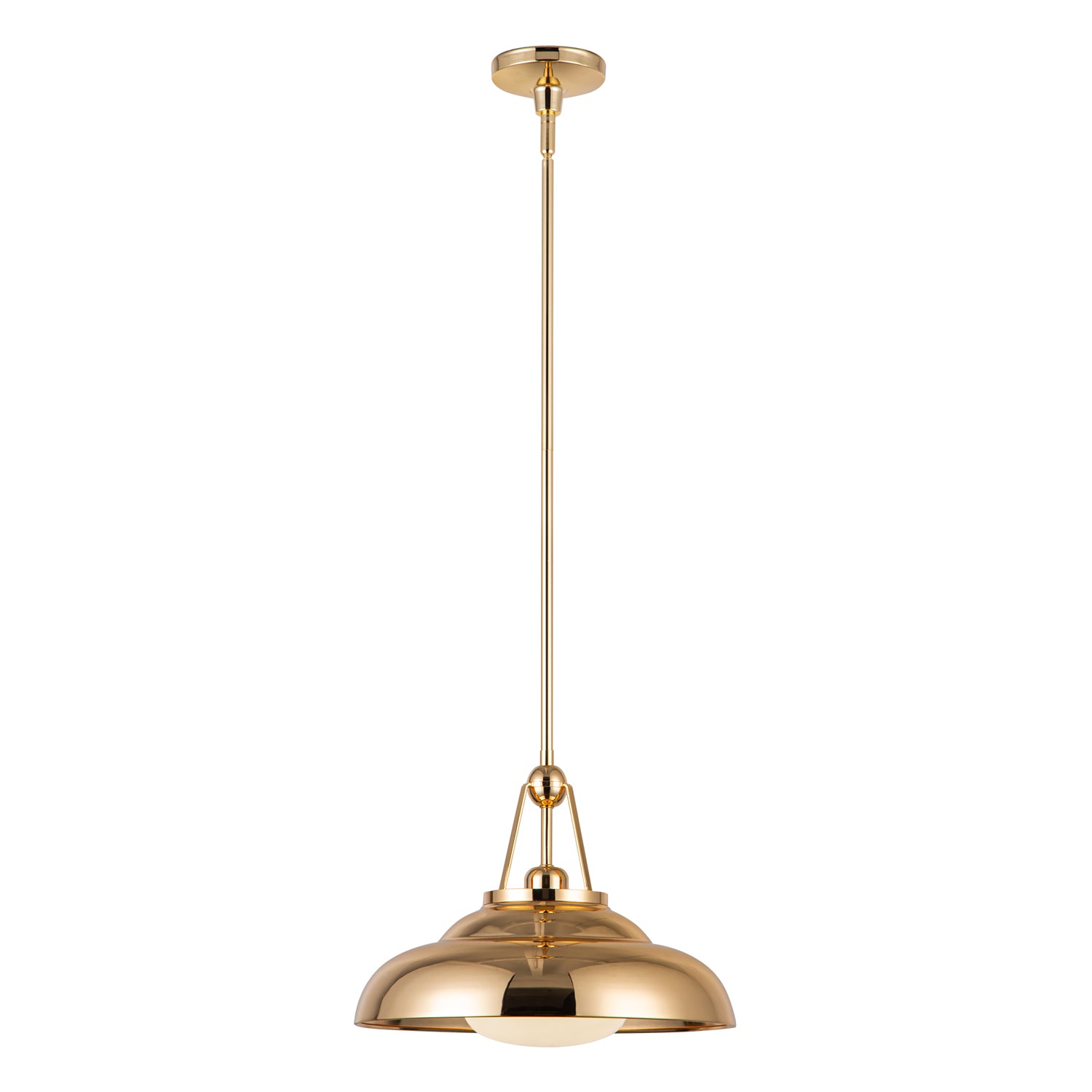 Palmetto 14-in Polished Brass/Glossy Opal 1 Light Pendant by Alora Lighting | PD344014PBGO | Alora Lighting