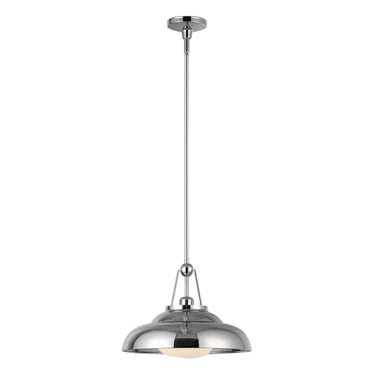 Palmetto 14-in Polished Nickel/Glossy Opal 1 Light Pendant by Alora Lighting | PD344014PNGO | Alora Lighting