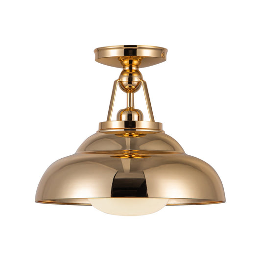 Palmetto 12-in Polished Brass/Glossy Opal 1 Light Semi Flush Mount by Alora Lighting | SF344012PBGO | Alora Lighting