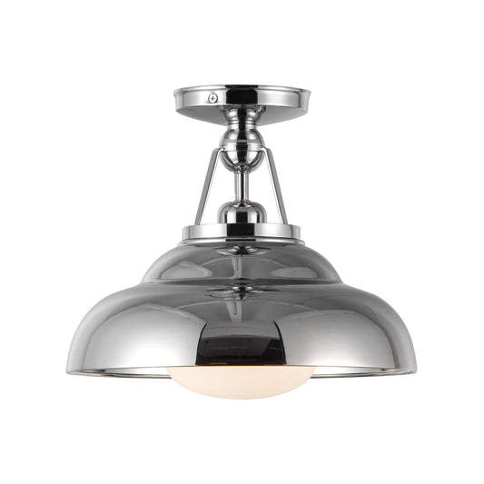 Palmetto 12-in Polished Nickel/Glossy Opal 1 Light Semi Flush Mount by Alora Lighting | SF344012PNGO | Alora Lighting