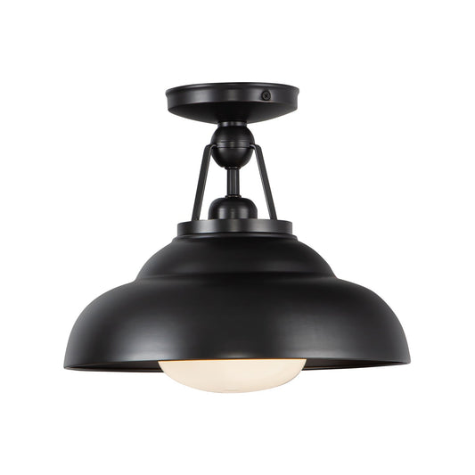 Palmetto 12-in Urban Bronze/Glossy Opal 1 Light Semi Flush Mount by Alora Lighting | SF344012UBGO | Alora Lighting