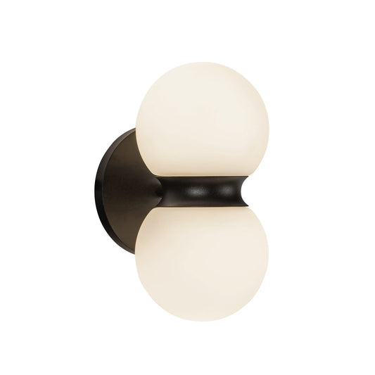 Peri LED Exterior Wall Sconce in Black/Opal Glass Finish | Kuzco Lighting