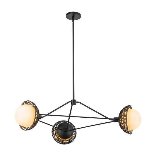 Perth 40-in Matte Black/Opal Glass 3 Lights Chandelier by Alora Lighting | CH490340MBOP | Alora Lighting