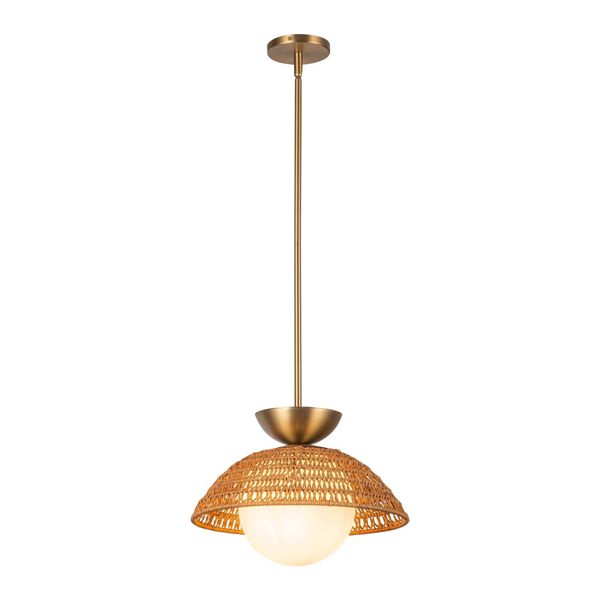 Perth 14-in Brushed Gold/Opal Glass 1 Light Pendant by Alora Lighting | PD490114BGOP | Alora Lighting