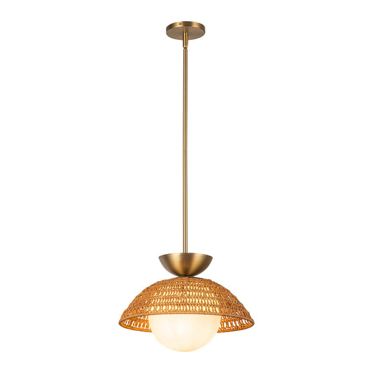 Perth 14-in Brushed Gold/Opal Glass 1 Light Pendant by Alora Lighting | PD490114BGOP | Alora Lighting