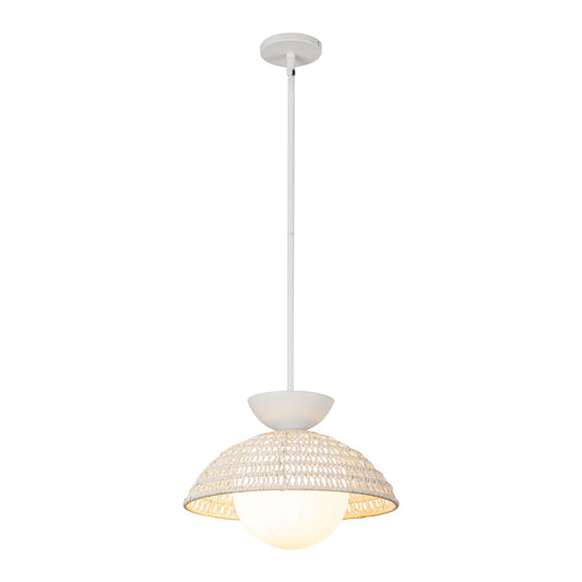Perth 14-in White/Opal Glass 1 Light Pendant by Alora Lighting | PD490114WHOP | Alora Lighting