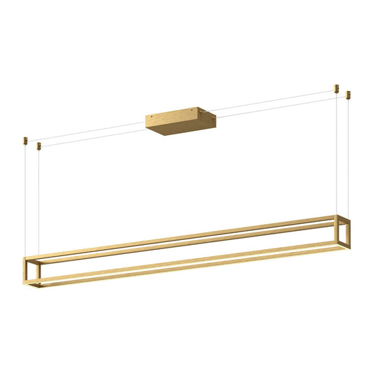 Plaza LED Linear Pendant in Brushed Gold Finish | Kuzco Lighting