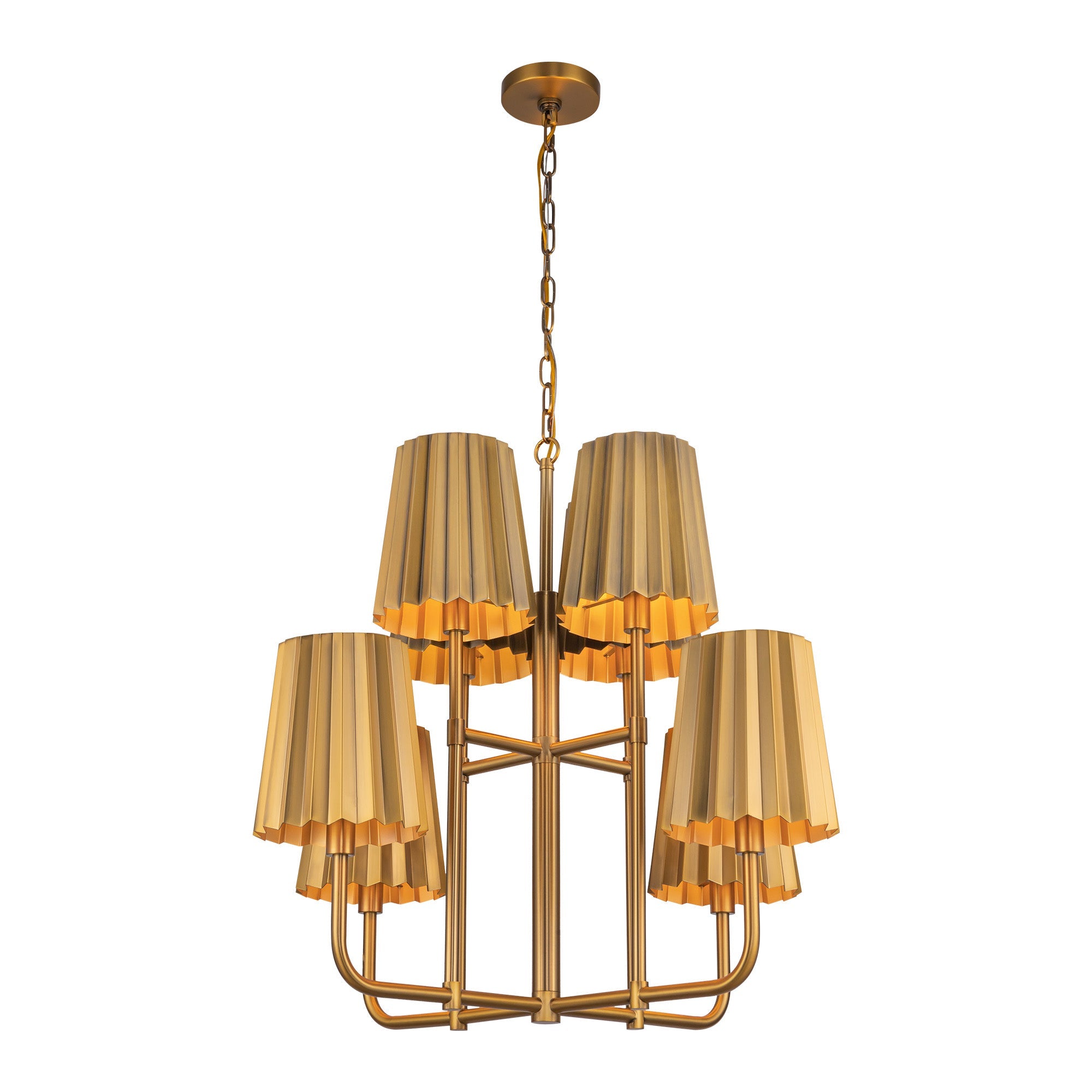 Plisse 30-in Aged Gold 8 Lights Chandelier by Alora Lighting | CH528830AG | Alora Lighting