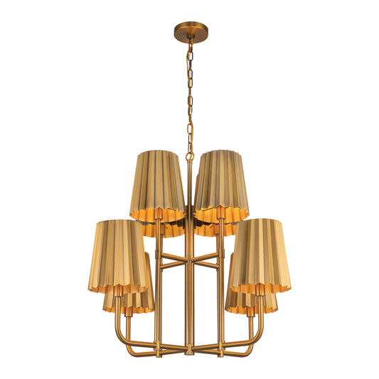 Plisse 30-in Aged Gold 8 Lights Chandelier by Alora Lighting | CH528830AG | Alora Lighting