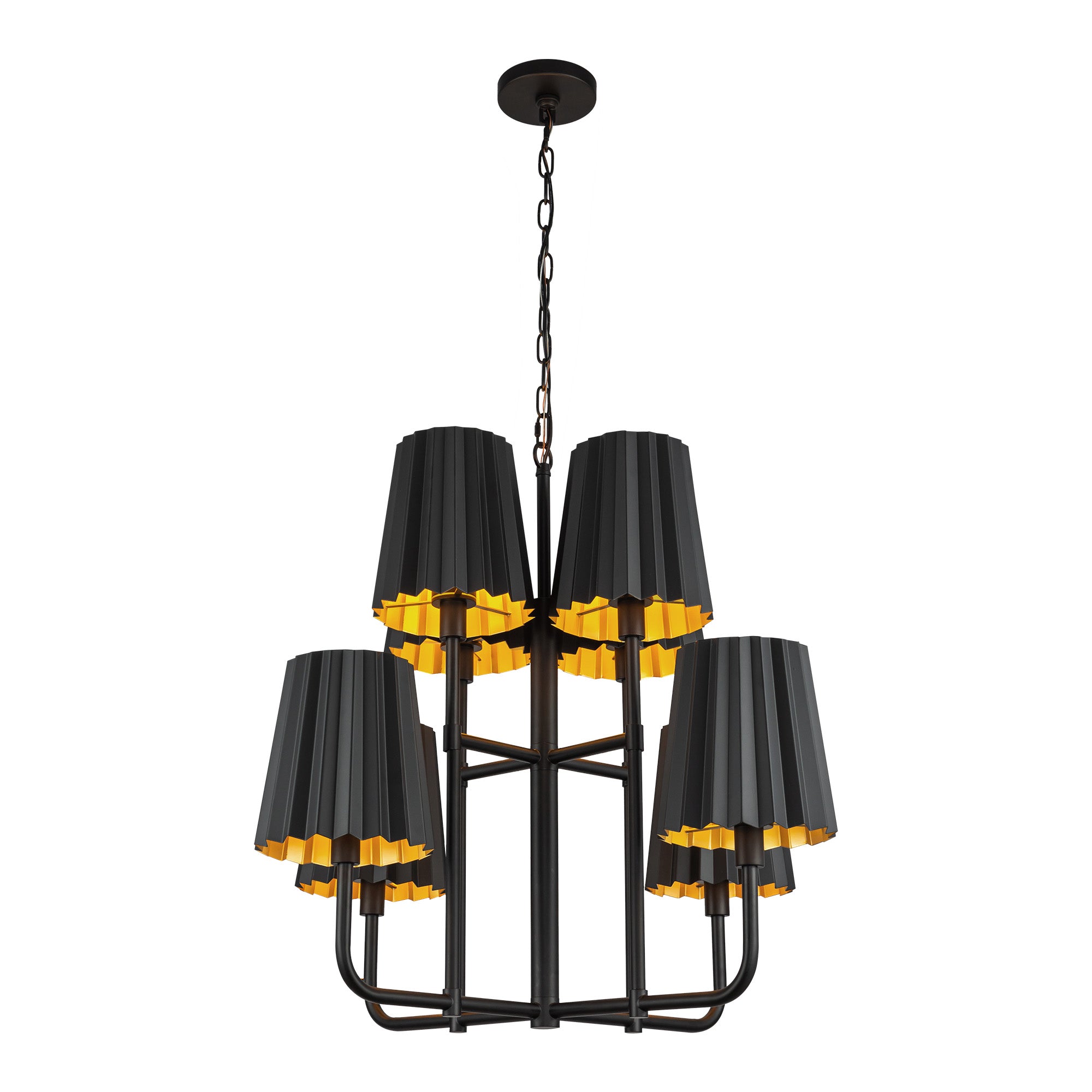 Plisse 30-in Matte Black 8 Lights Chandelier by Alora Lighting | CH528830MB | Alora Lighting