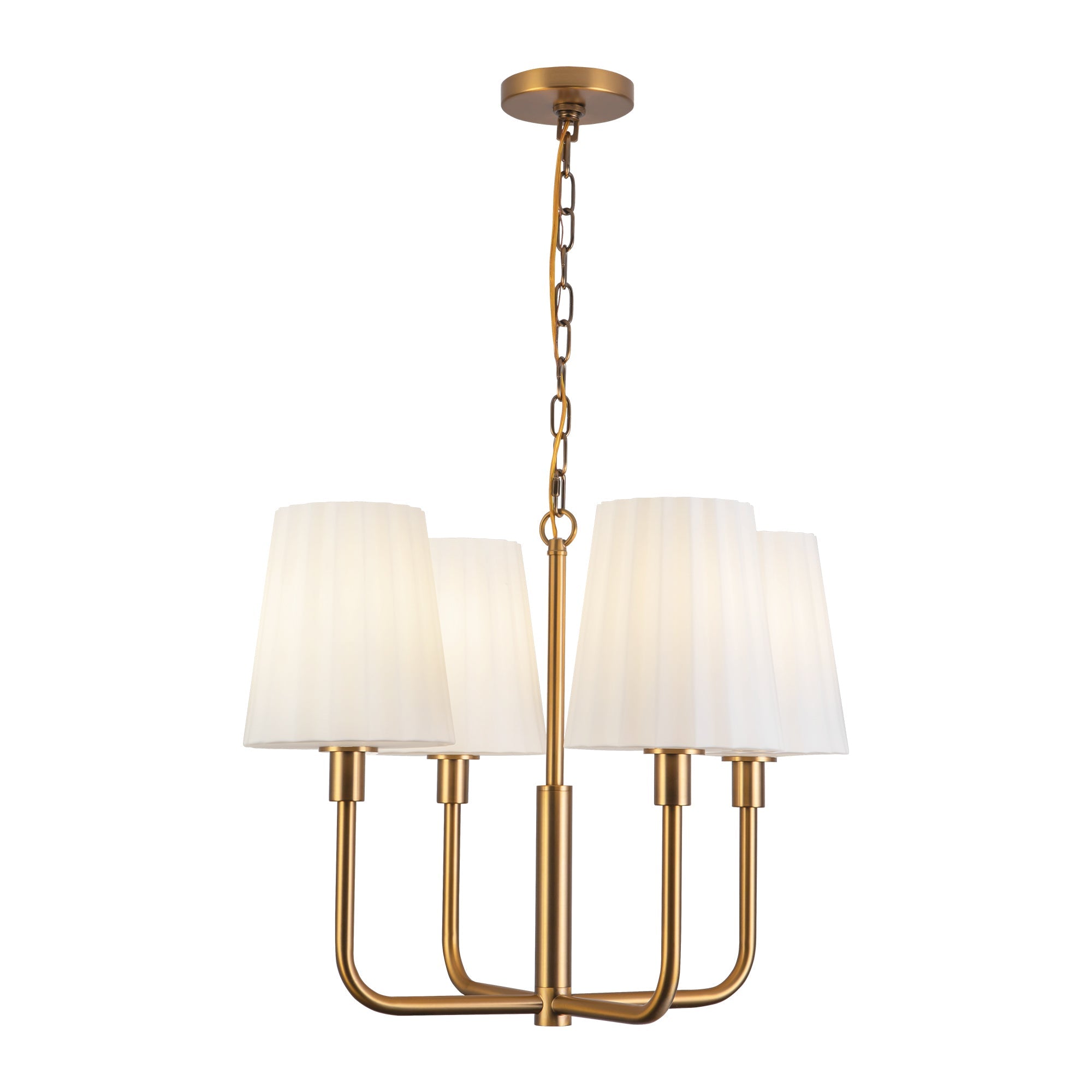 Plisse 23-in Aged Gold/Opal Matte Glass 4 Lights Chandelier by Alora Lighting | CH628423AGOP | Alora Lighting
