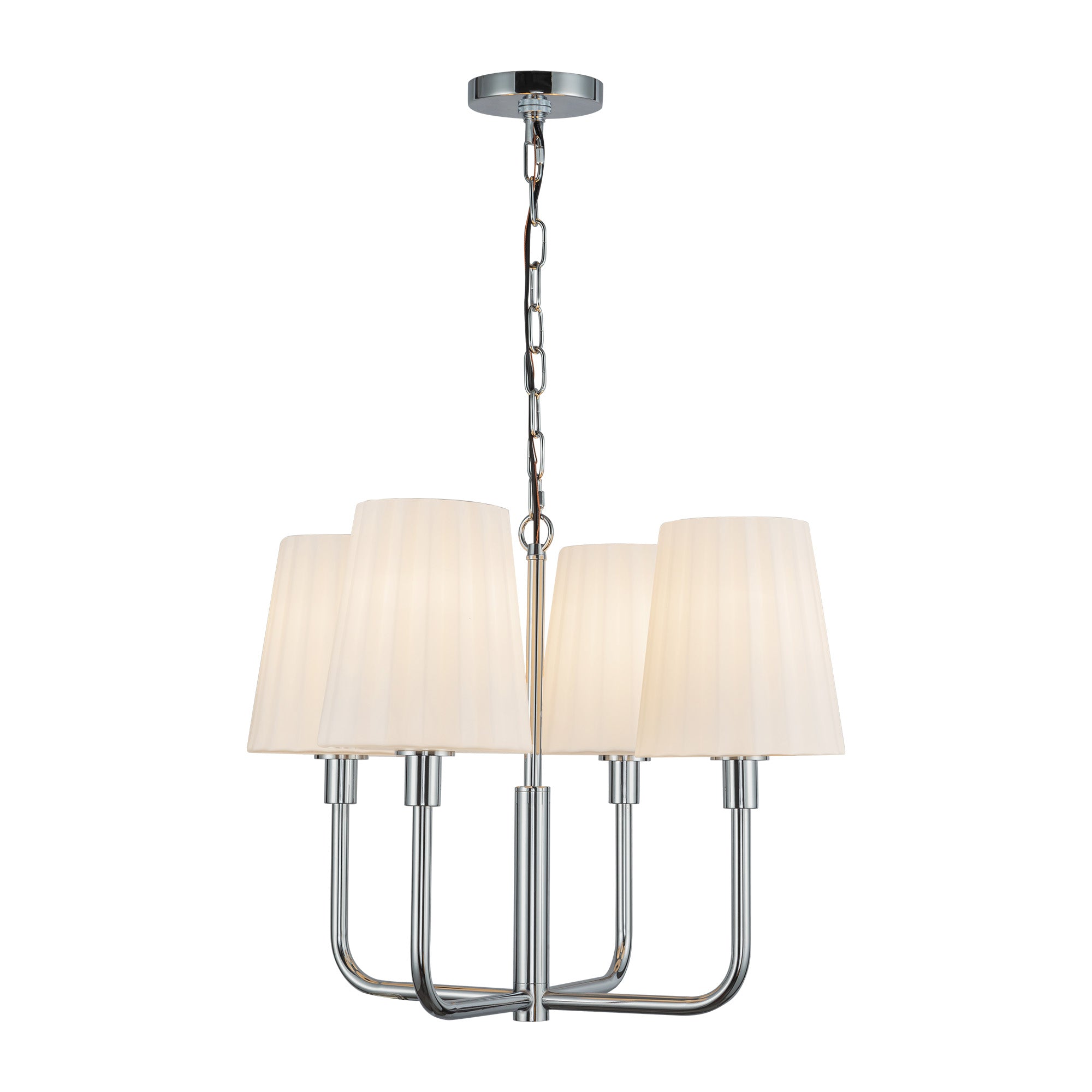 Plisse 23-in Chrome/Opal Matte Glass 4 Lights Chandelier by Alora Lighting | CH628423CHOP | Alora Lighting