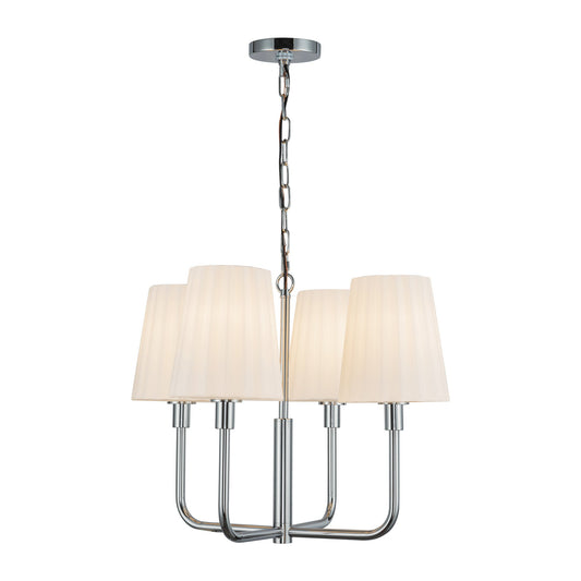 Plisse 23-in Chrome/Opal Matte Glass 4 Lights Chandelier by Alora Lighting | CH628423CHOP | Alora Lighting